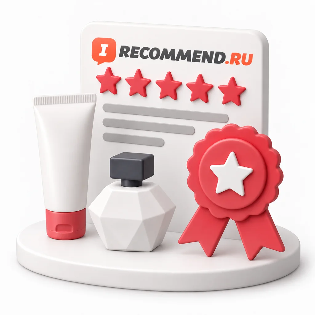 Irecommend: фирменный логотип, карточка отзыва и товары