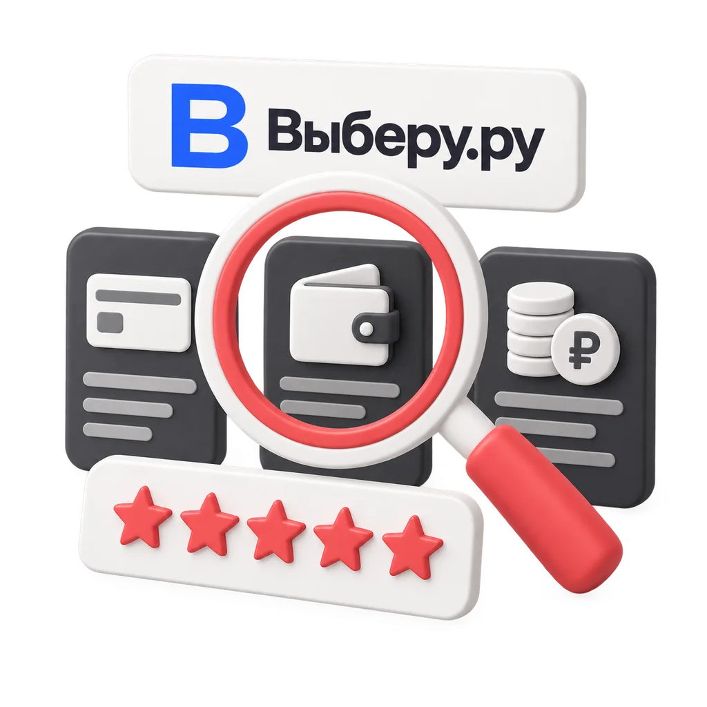 Выберу.ру: лупа и карточки финансовых услуг